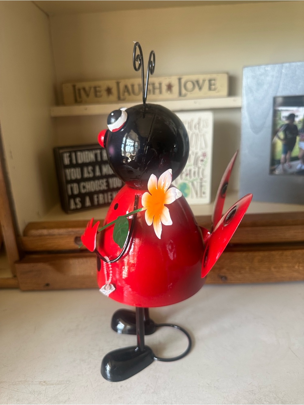 Charming Red and Black Bouncy Metal Ladybug for Inside or Outside - New - Picture 5 of 5